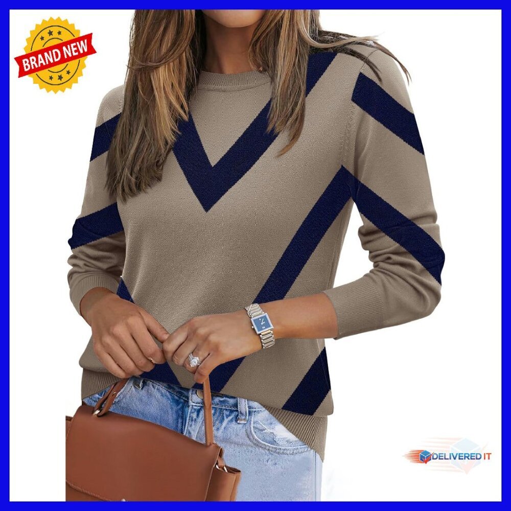 Soft Viscose Crewneck Pullover Sweater Women's Loose Fit Long Sleeve Top